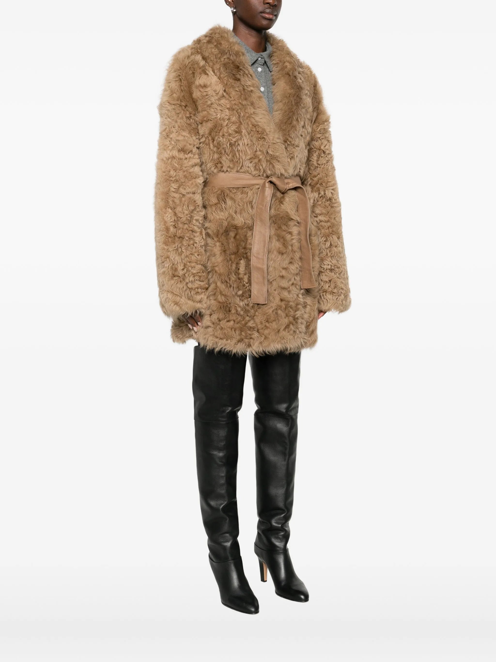 Numero Otto Numero Otto Belted Faux Fur Jacket, view 2