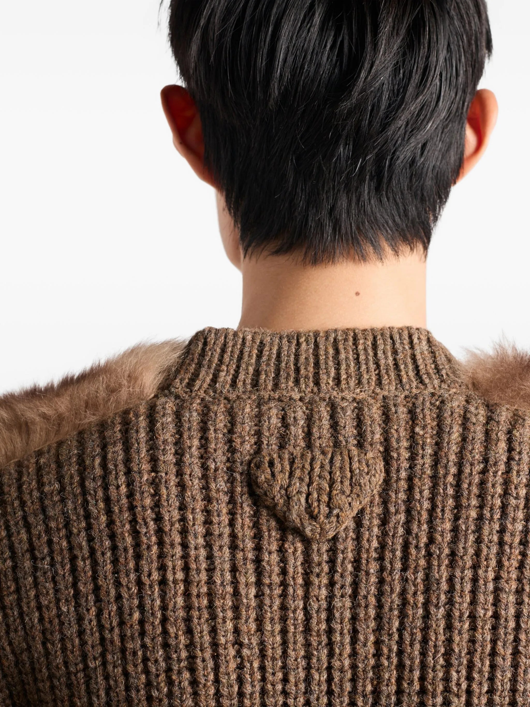 Prada Prada Shearling-trimmed Wool Cardigan, view 2