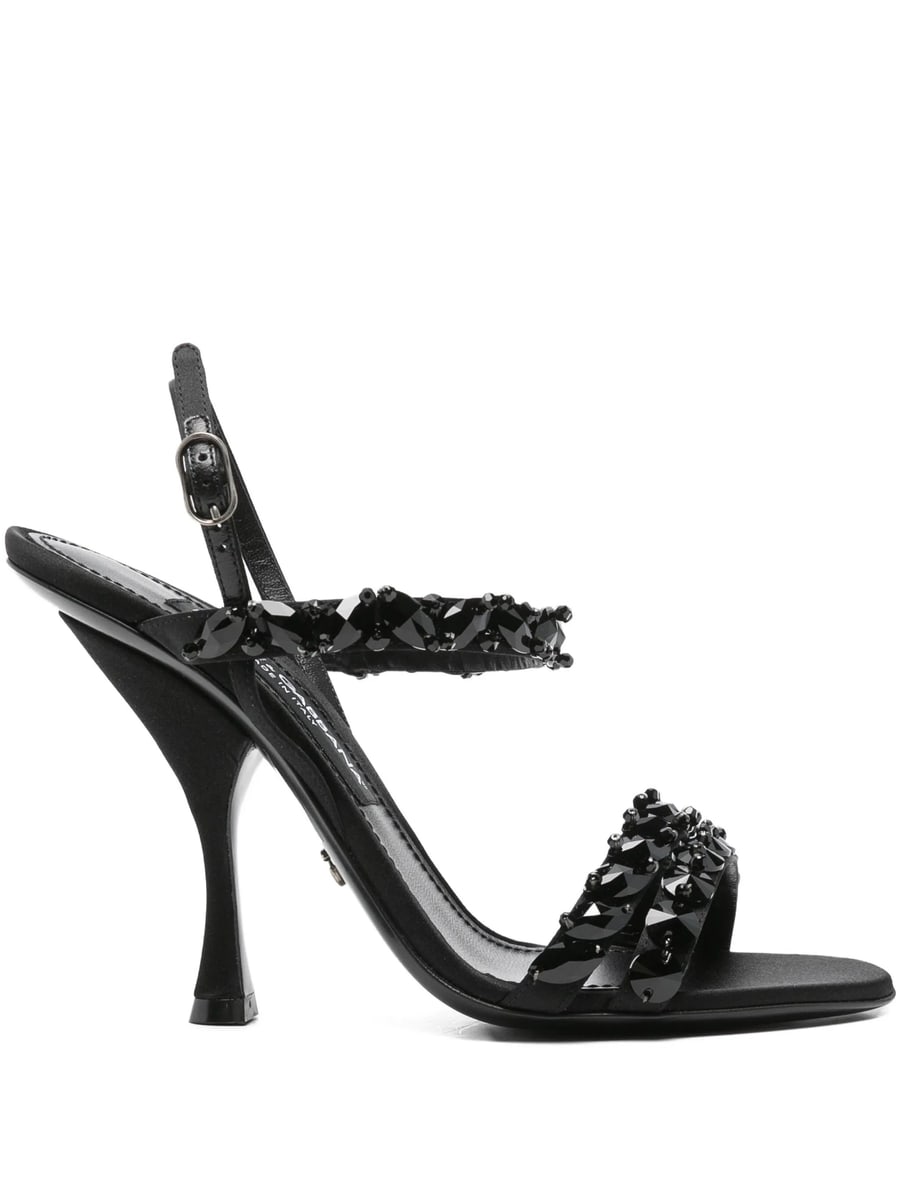 Dolce & Gabbana Dolce & Gabbana Satin With Rhinestone Embroidery Sandals