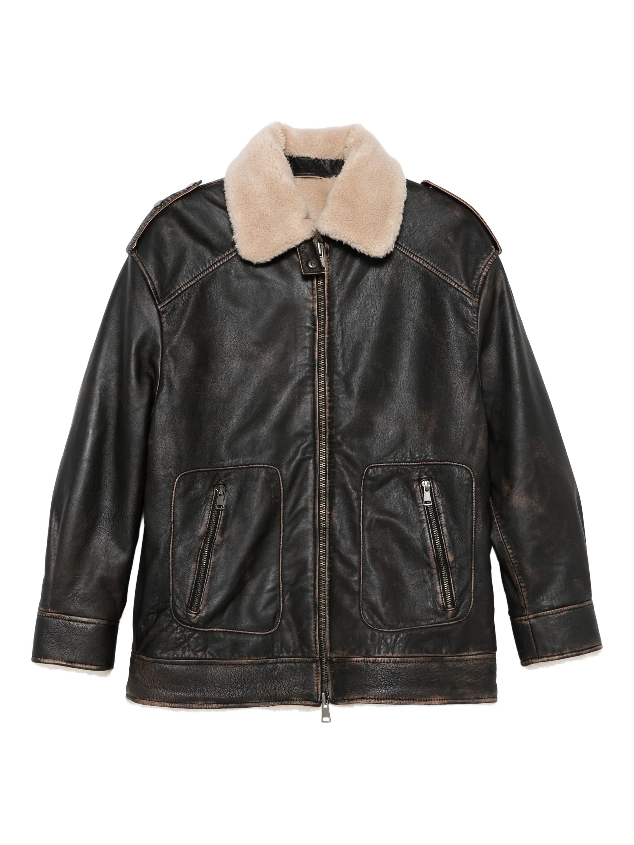 Eraldo Eraldo Shearling-collar Leather Jacket