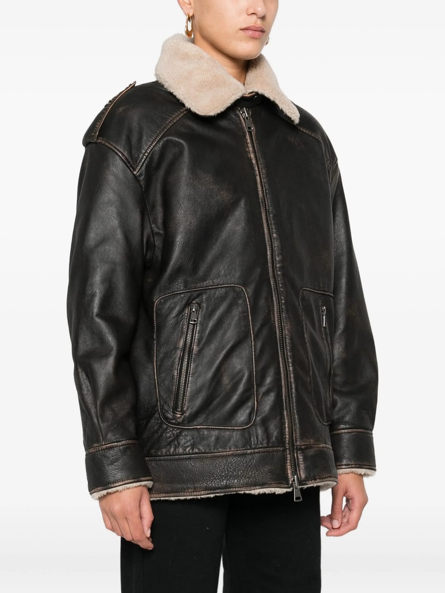 Eraldo Eraldo Shearling-collar Leather Jacket, view 2