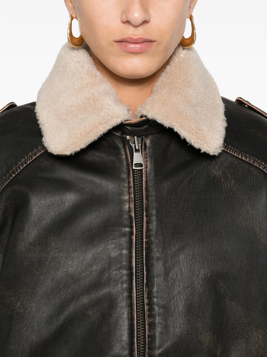 Eraldo Eraldo Shearling-collar Leather Jacket, view 3