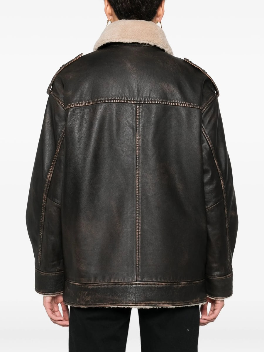 Eraldo Eraldo Shearling-collar Leather Jacket, view 4