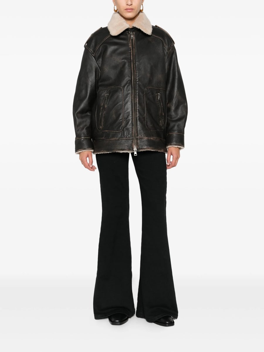 Eraldo Eraldo Shearling-collar Leather Jacket, view 5