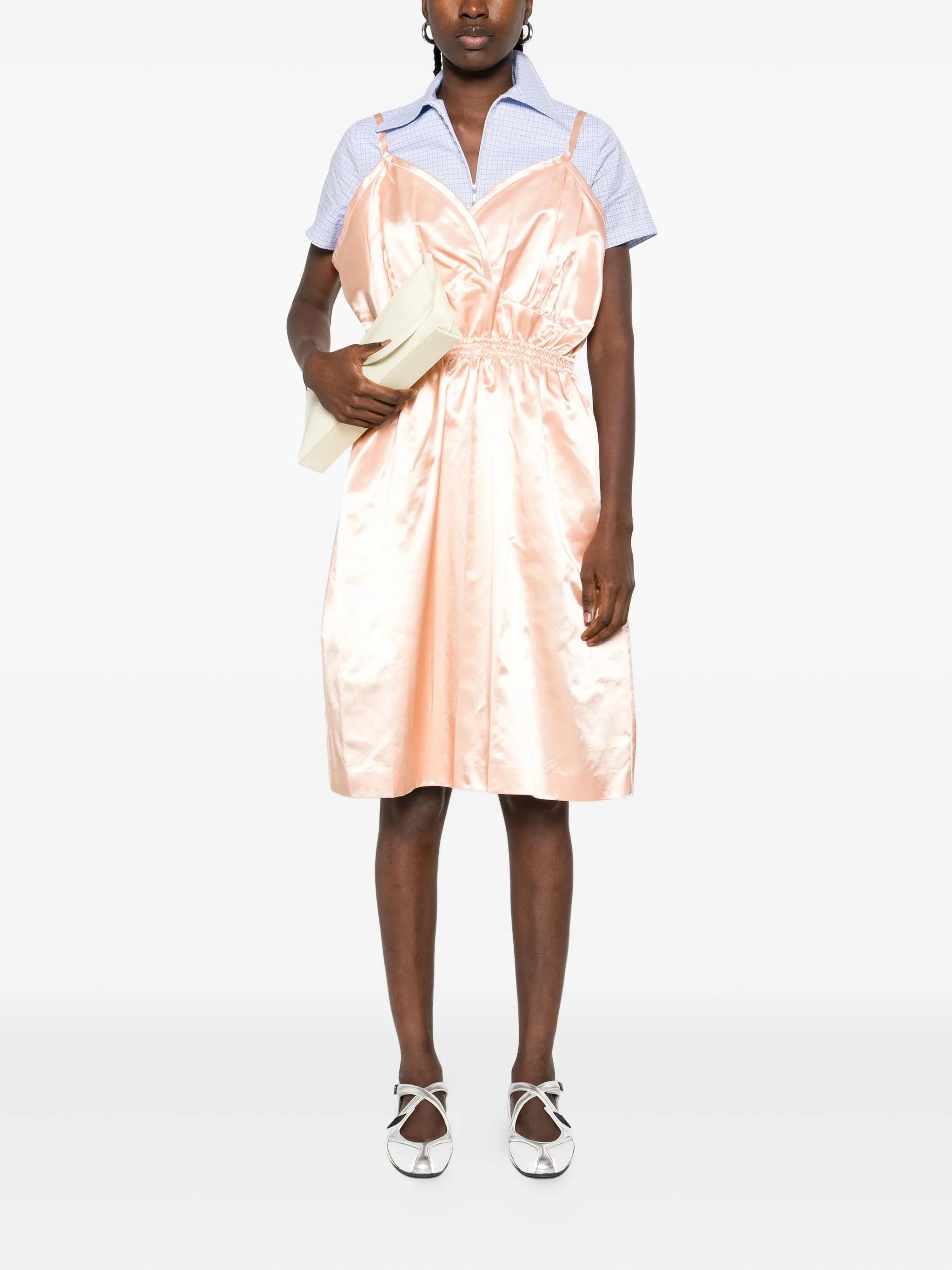 Miu Miu Miu Miu Satin Spaghetti-strap Mini Dress, view 2