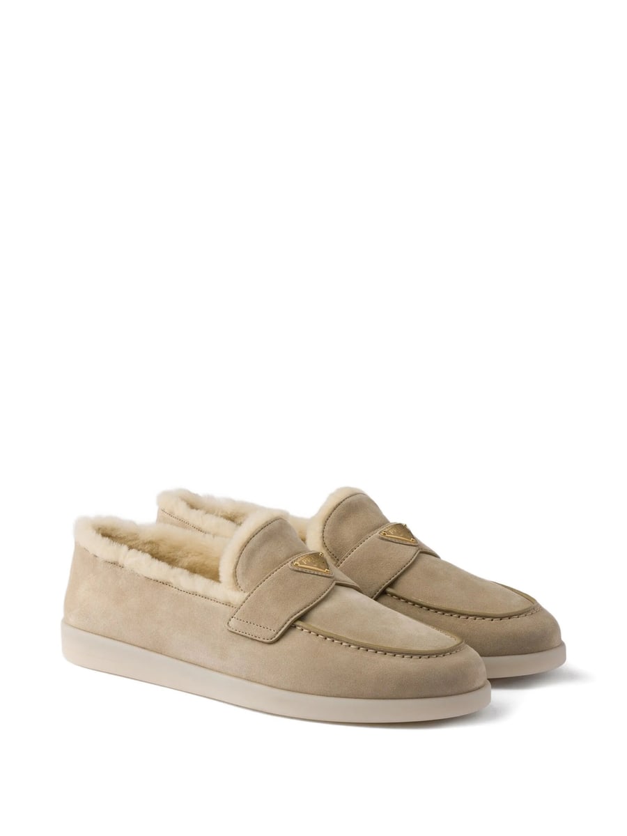 Prada Prada Suede Shearling Loafers, view 2