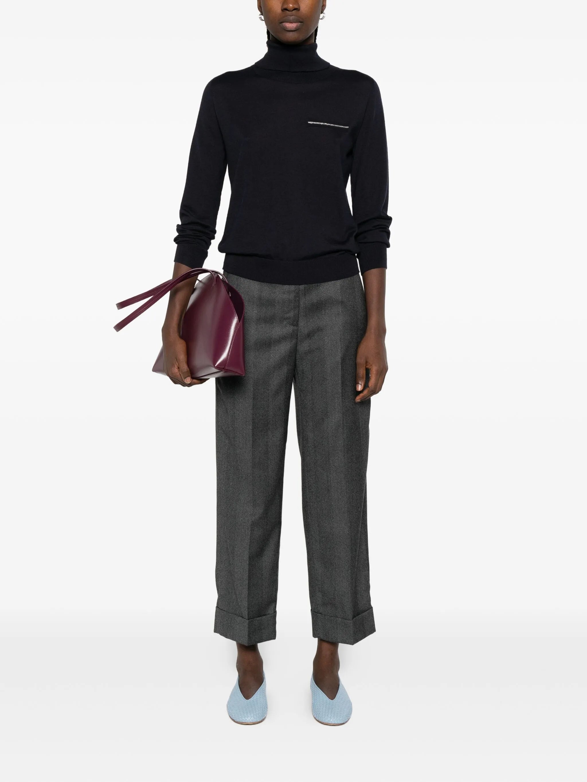 Peserico Peserico Herringbone Cuffed Trousers, view 2