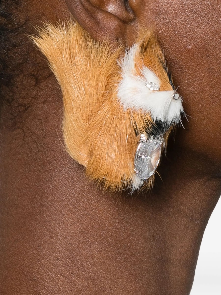 Yvmin Yvmin Fox Crystal-embellished Earrings, view 2