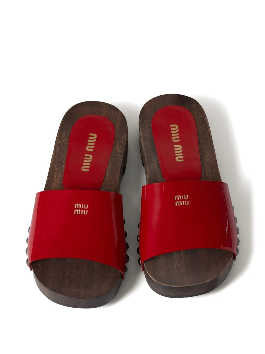Miu Miu Miu Miu Leather Slides, view 2