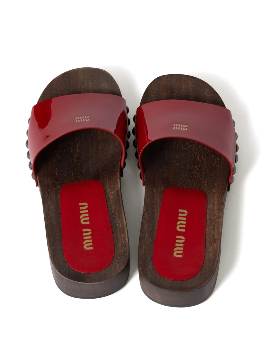 Miu Miu Miu Miu Leather Slides, view 4