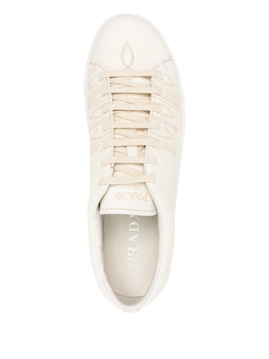 Prada Prada Aged-effect Leather Sneakers, view 2