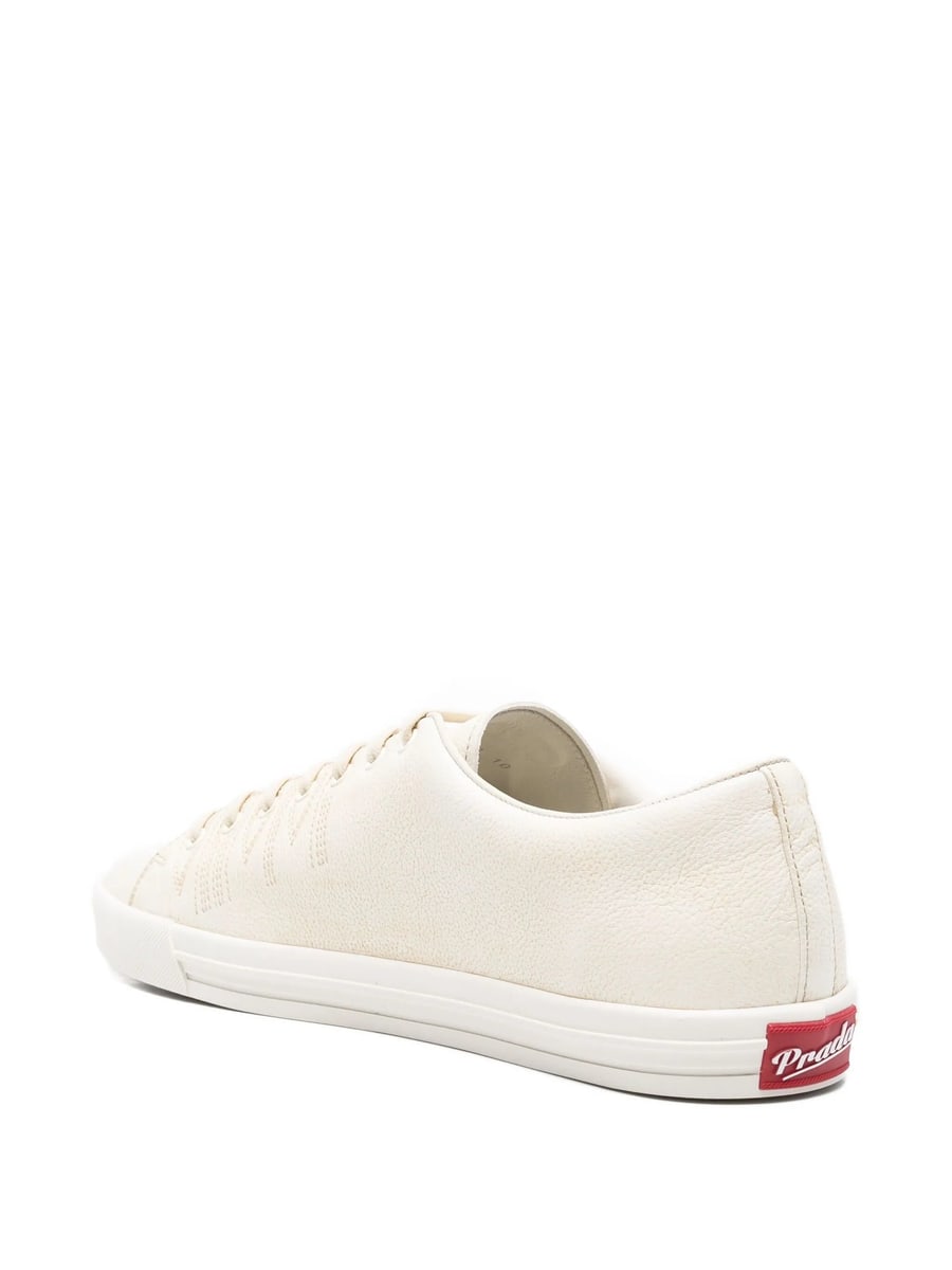 Prada Prada Aged-effect Leather Sneakers, view 3