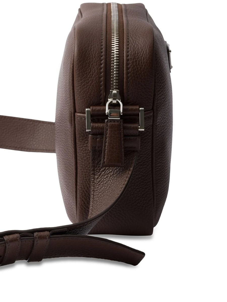 Prada Prada Logo-plaque Leather Messenger Bag, view 4