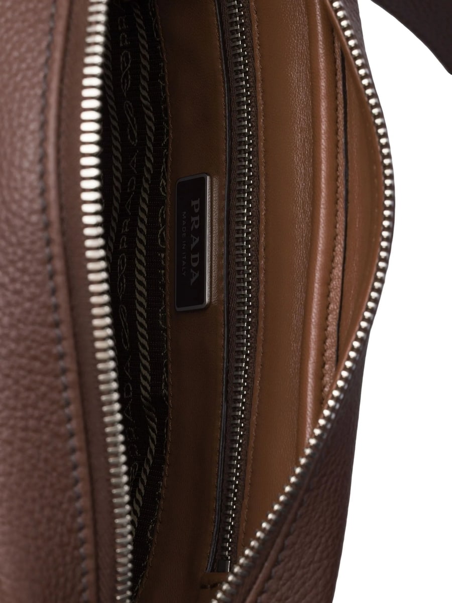 Prada Prada Logo-plaque Leather Messenger Bag, view 5
