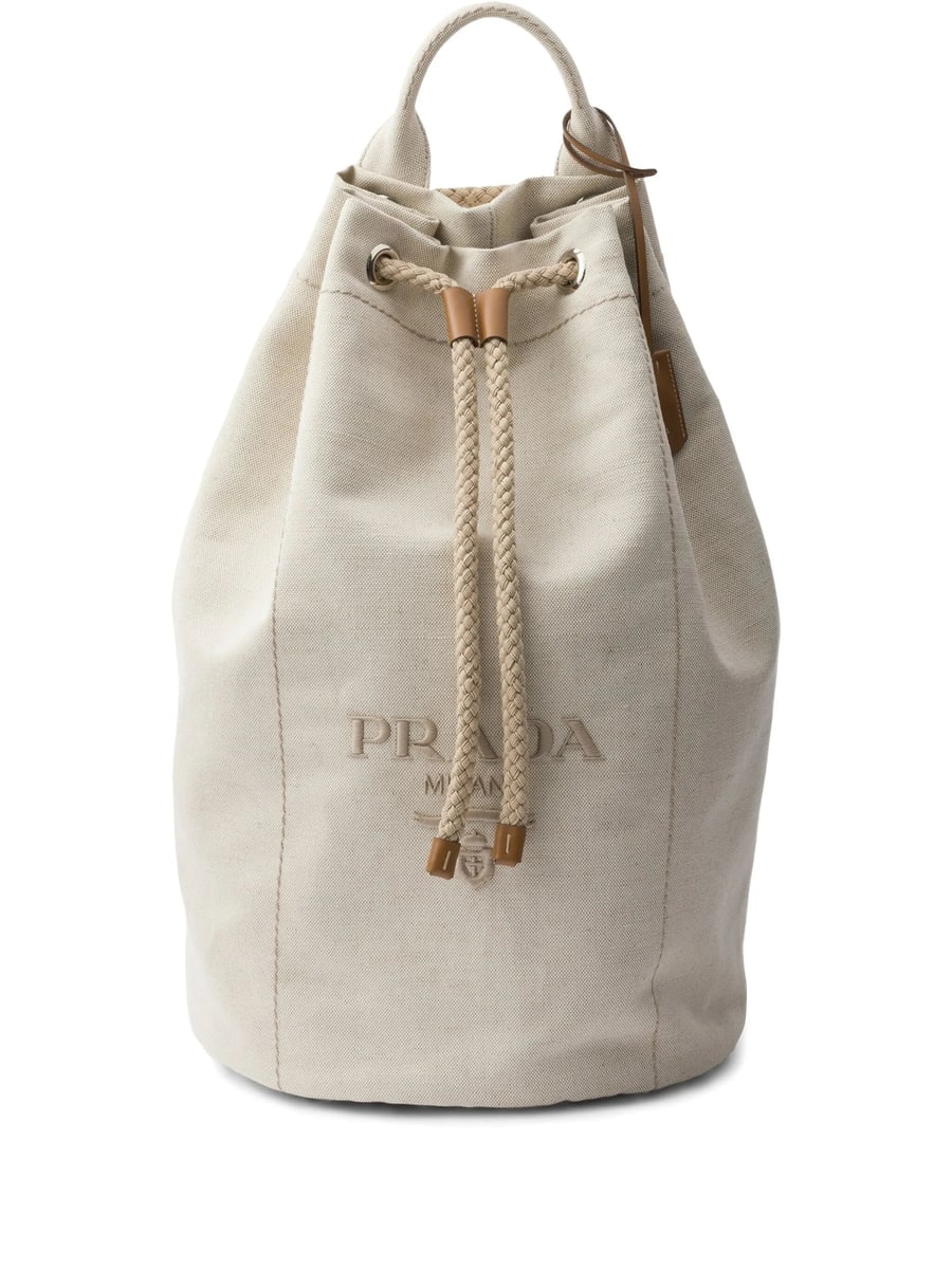 Prada Prada Linen Blend Drawstring Duffel Bag