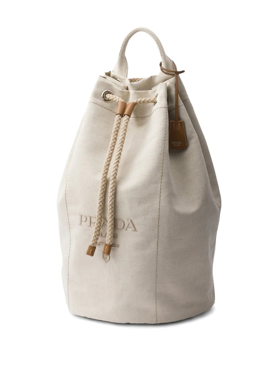 Prada Prada Linen Blend Drawstring Duffel Bag, view 4