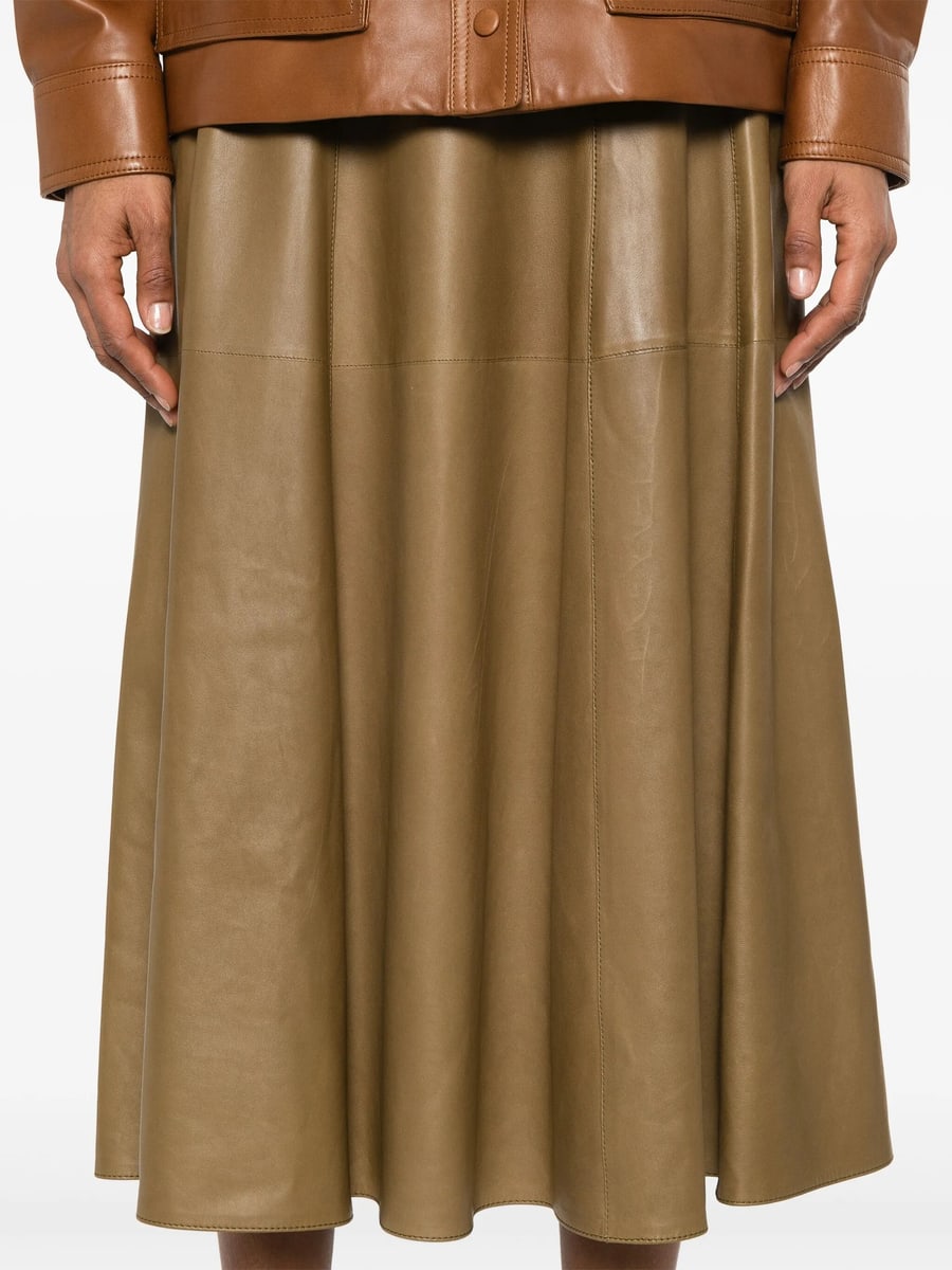 Saint Laurent Saint Laurent Leather Midi Skirt, view 2