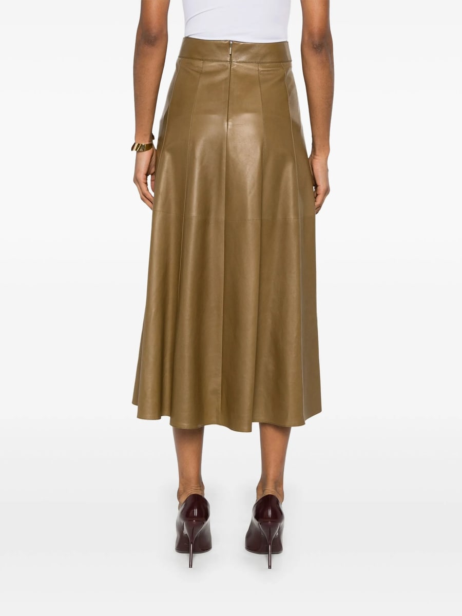 Saint Laurent Saint Laurent Leather Midi Skirt, view 3