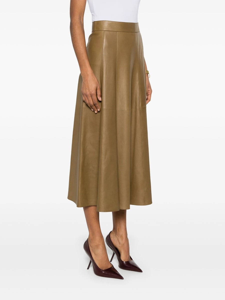 Saint Laurent Saint Laurent Leather Midi Skirt, view 4