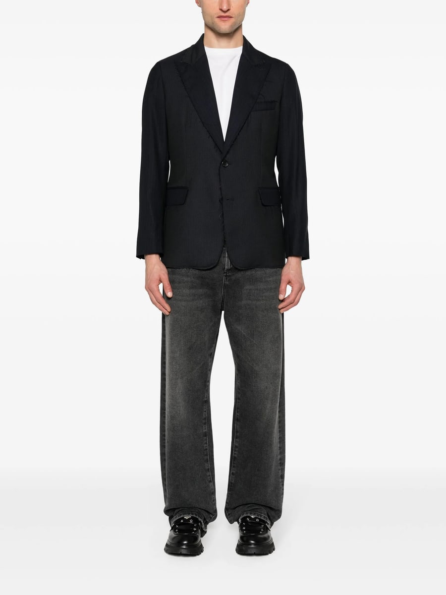 Eraldo Eraldo Frayed Pinstriped Wool Blazer, view 5