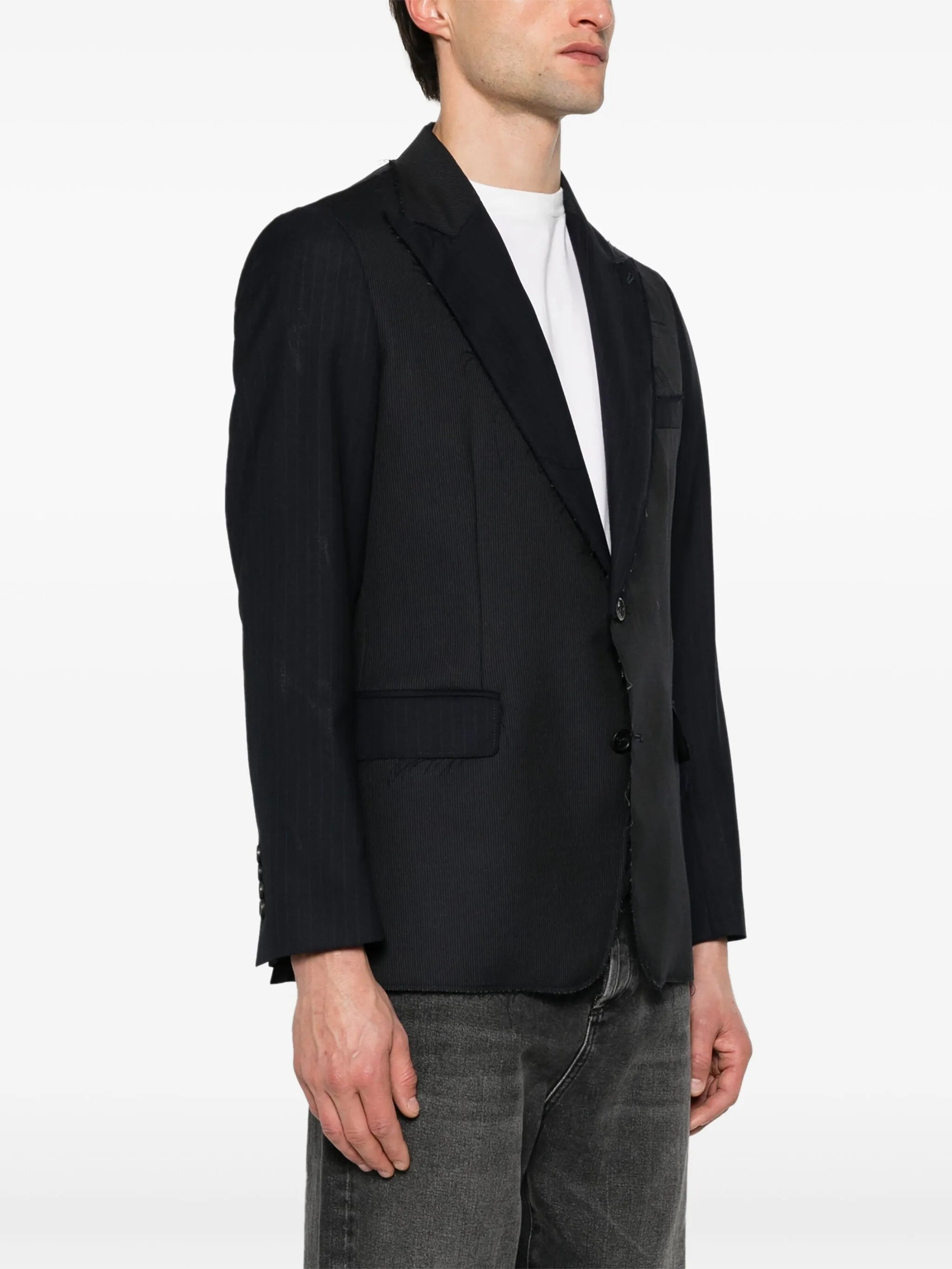 Eraldo Eraldo Frayed Pinstriped Wool Blazer, view 2