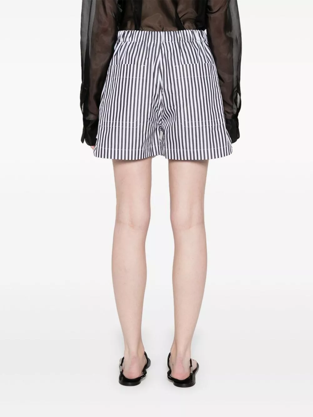 Sportmax Pantaloni corti a righe in cotone, view 2