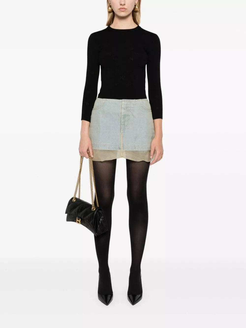 Balenciaga Top in lana a maglia aperta, view 2