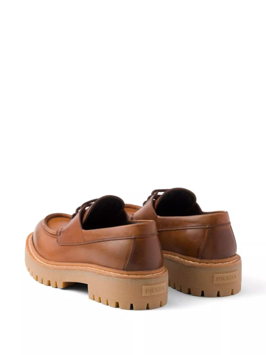 Prada Mocassino stringato in pelle, view 4