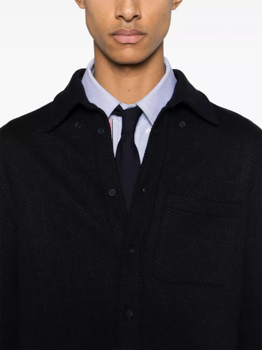 Thom Browne Camicia oversize a spina di pesce, view 3