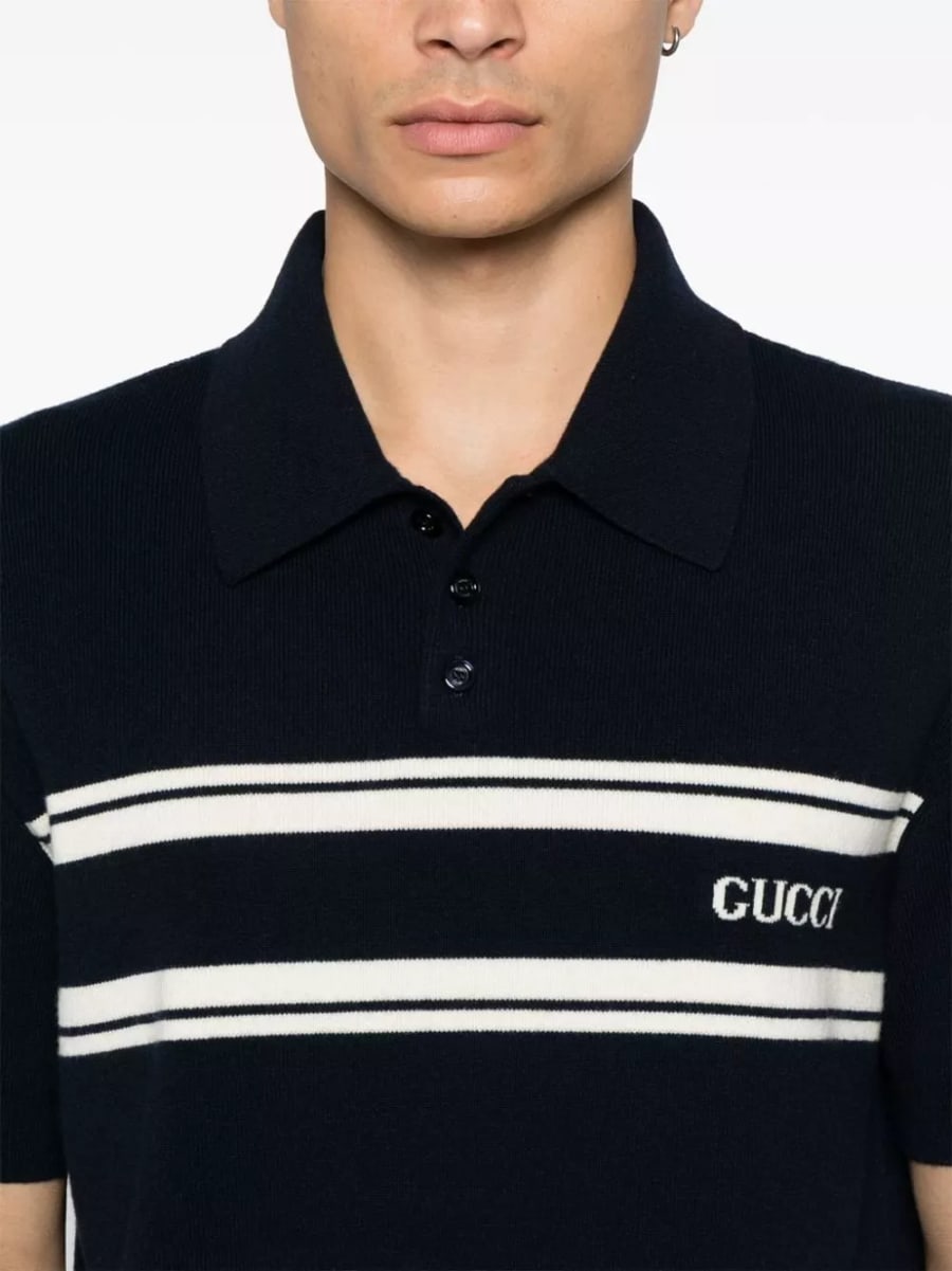 Gucci La polo in cotone con logo, view 2
