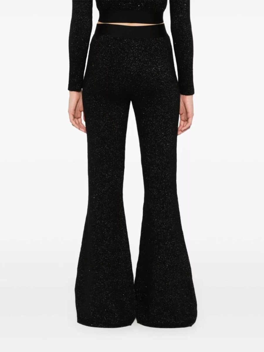 Palm Angels Pantaloni svasati lurex con logo, view 2