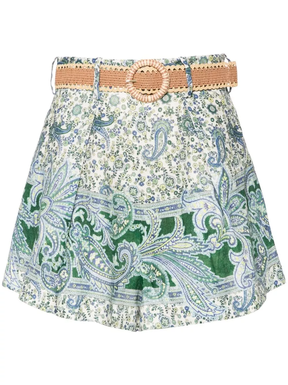 Zimmermann Pantaloni corti in lino con stampa Paisley
