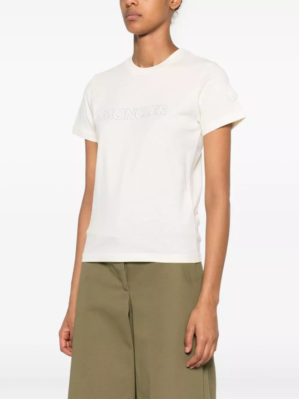 Moncler T-shirt in cotone con logo, view 2