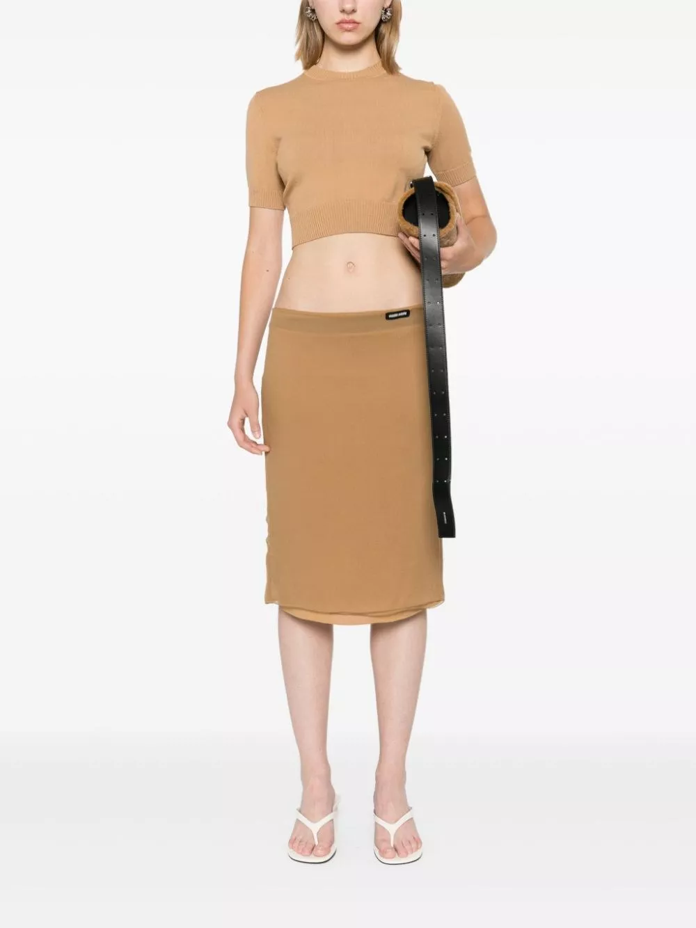 Miu Miu Gonna midi in chiffon, view 2