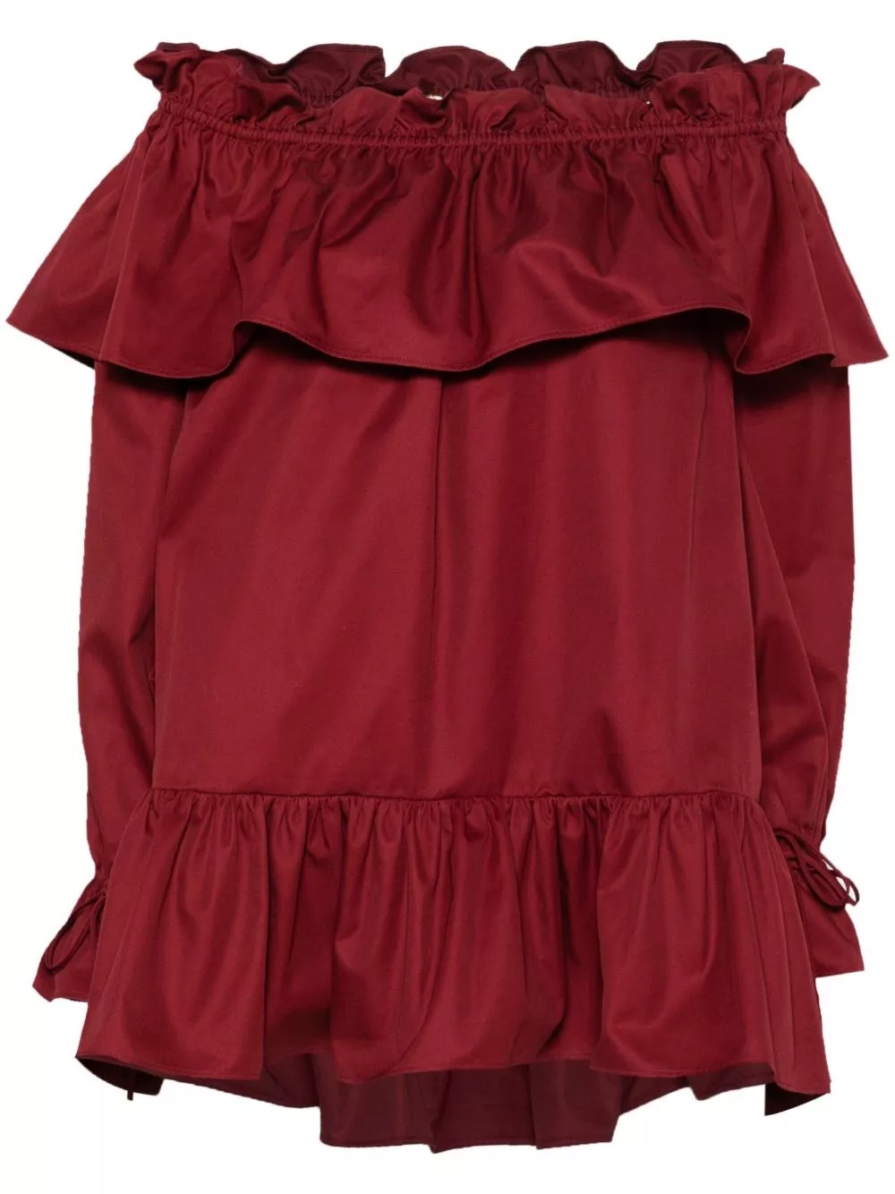 Saint Laurent Abito a balze in twill di cotone