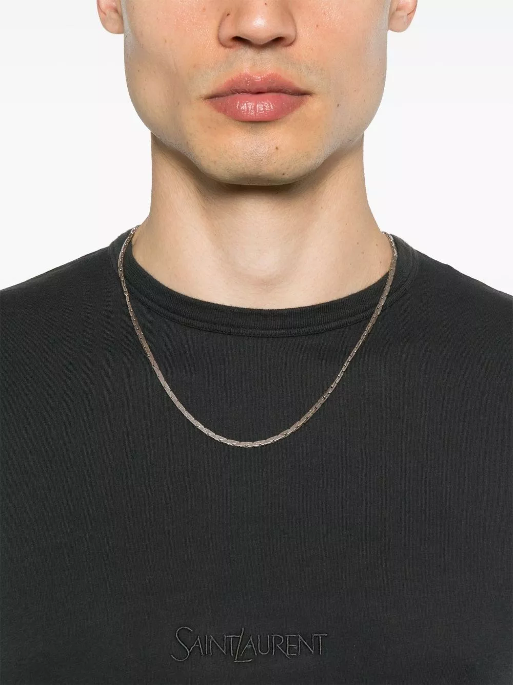 Saint Laurent T-shirt in cotone con logo, view 2