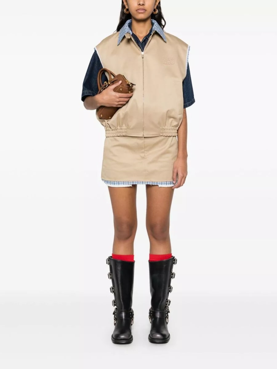 Miu Miu Mini gonna in cotone, view 4