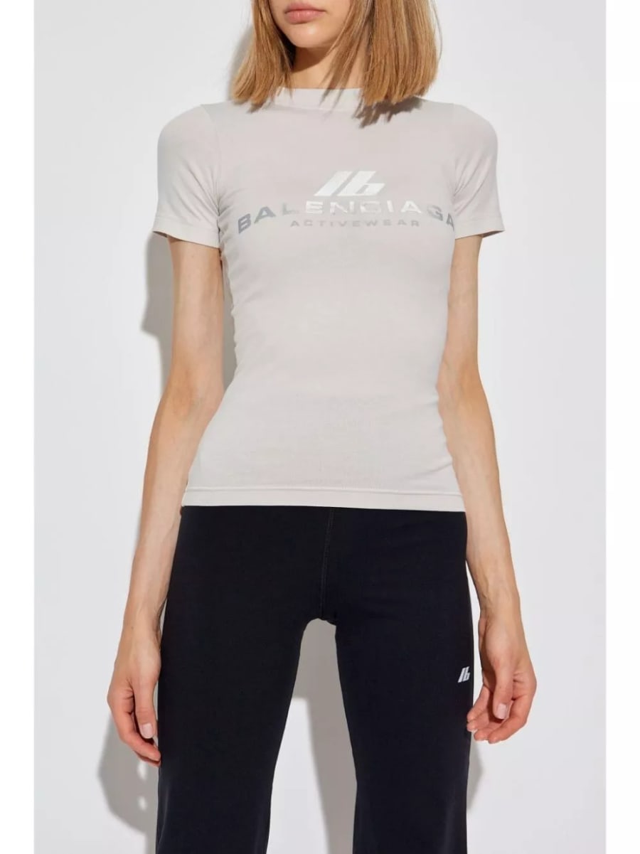 Balenciaga T-shirt in cotone con logo, view 2