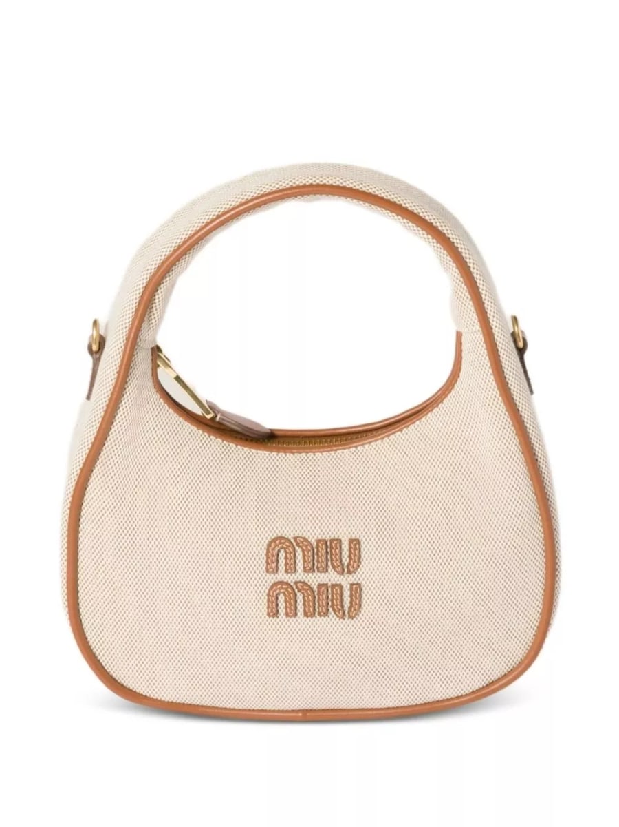 Miu Miu Borsa hobo piccola in tela e pelle Wander