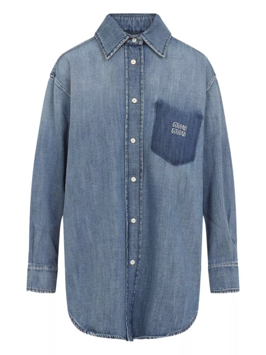 Miu Miu Camicia in suede e denim
