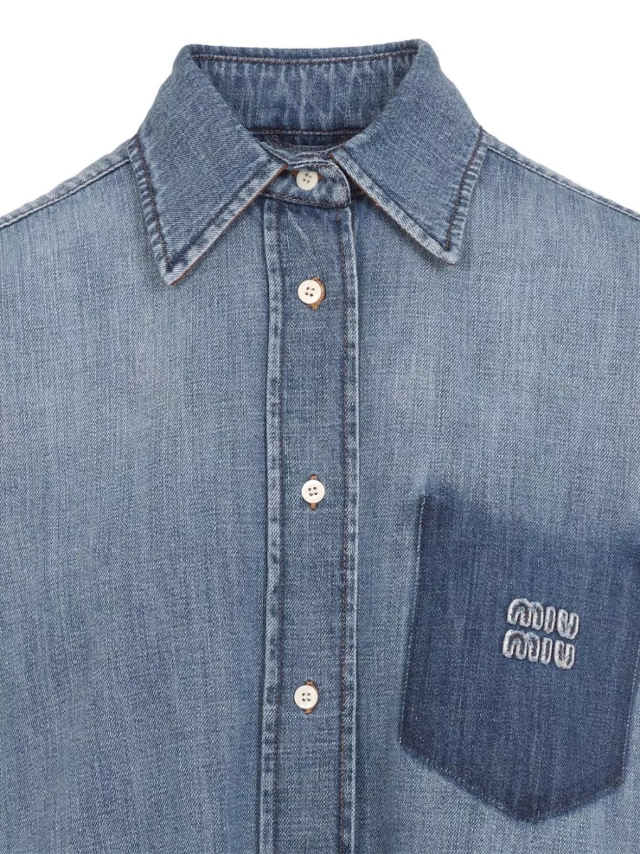 Miu Miu Camicia in suede e denim, view 2