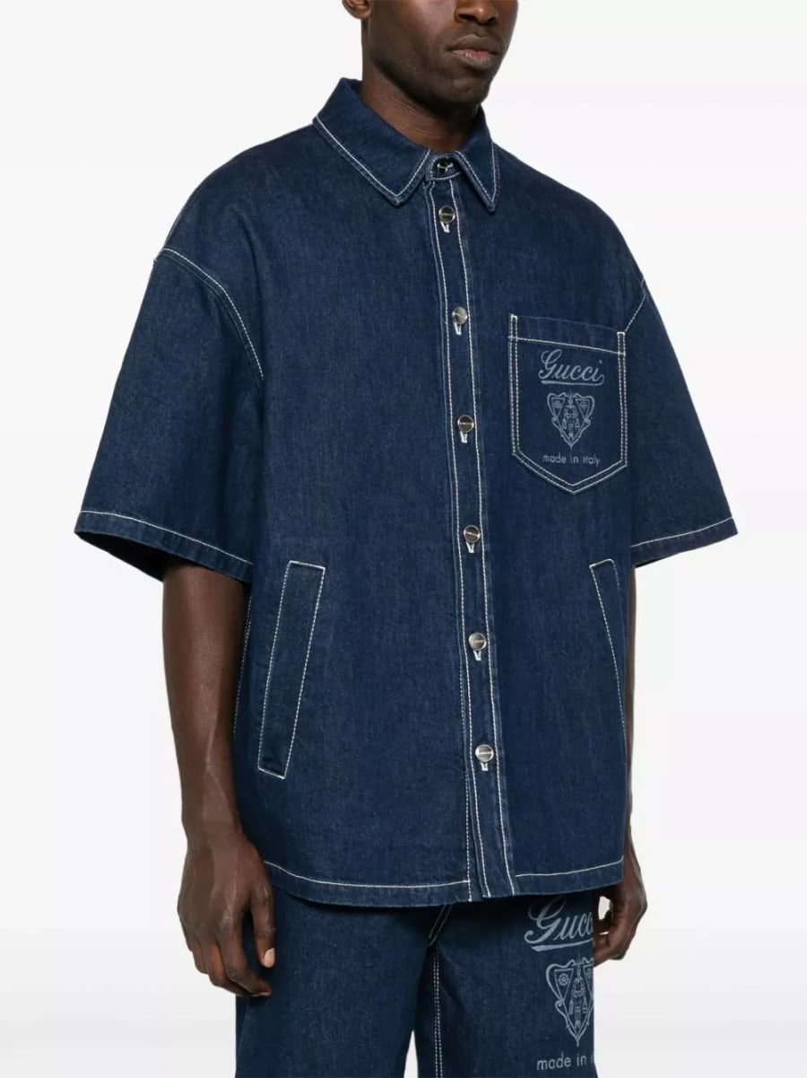 Gucci Camicia in denim, view 3