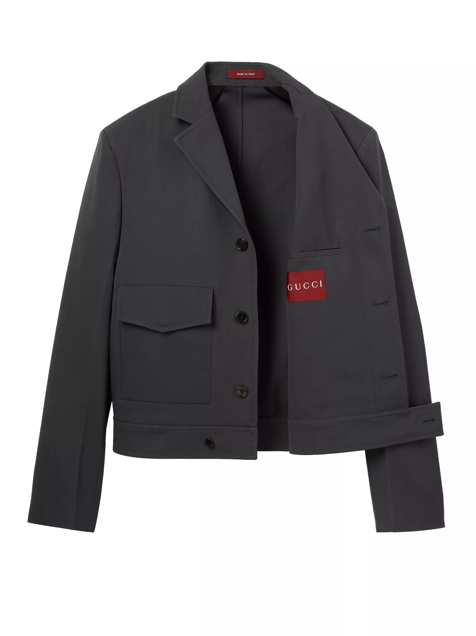 Gucci Giacca in gabardina di lana goffrata, view 2