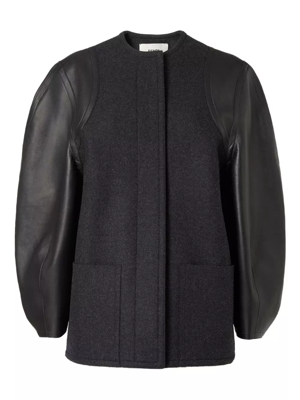 Fendi Cappotto in lana e pelle