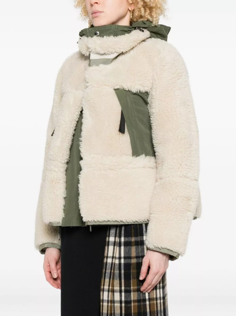 Sacai Giacca blouson in shearling, view 5