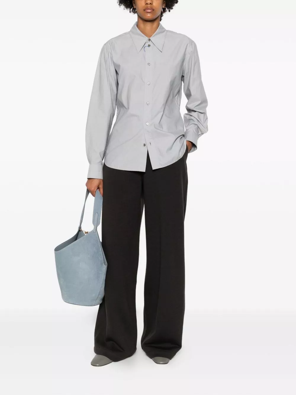 Lemaire Pantaloni larghi in lana e cotone, view 2