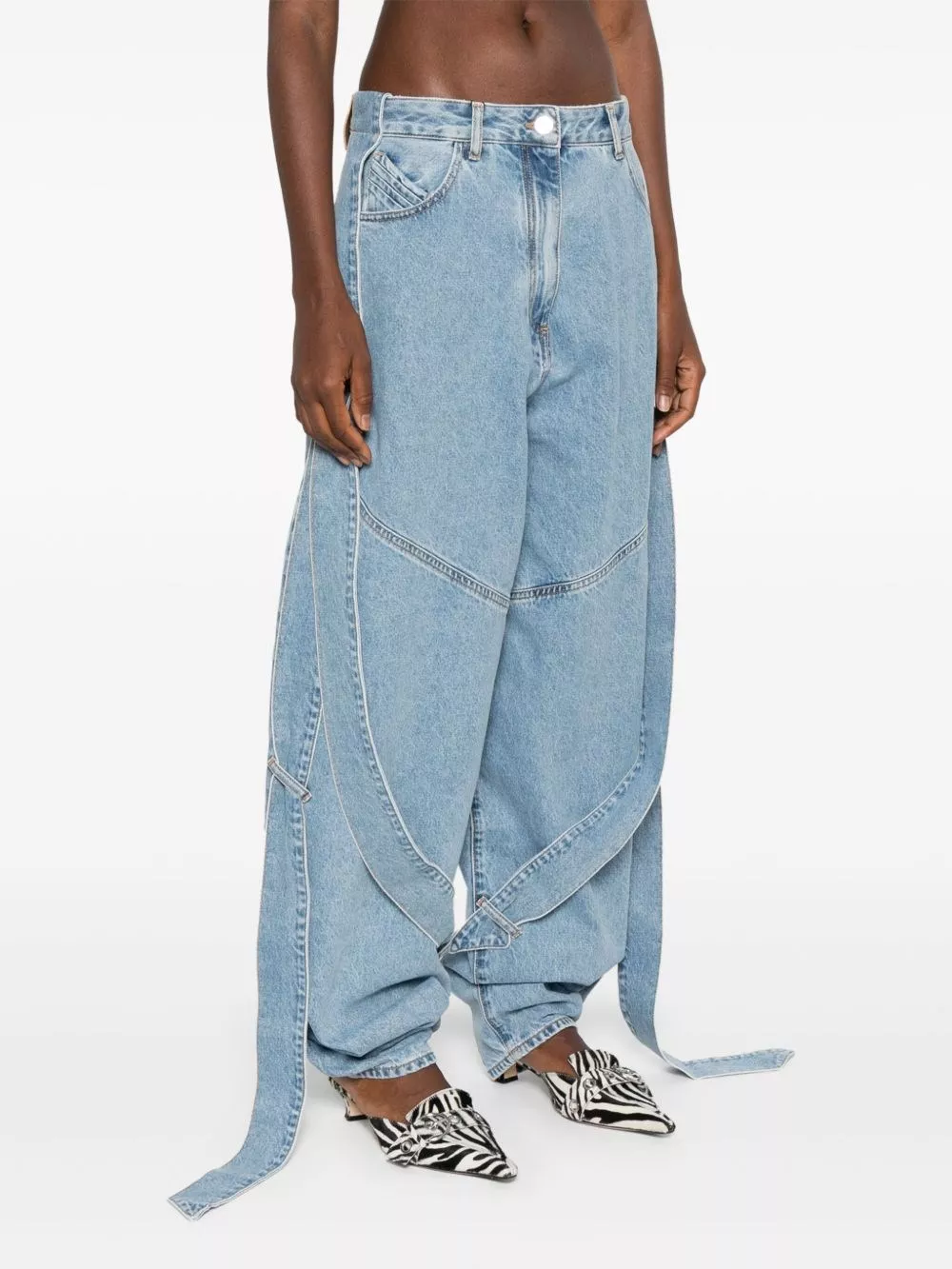 The Attico Jeans in denim a gamba larga, view 2