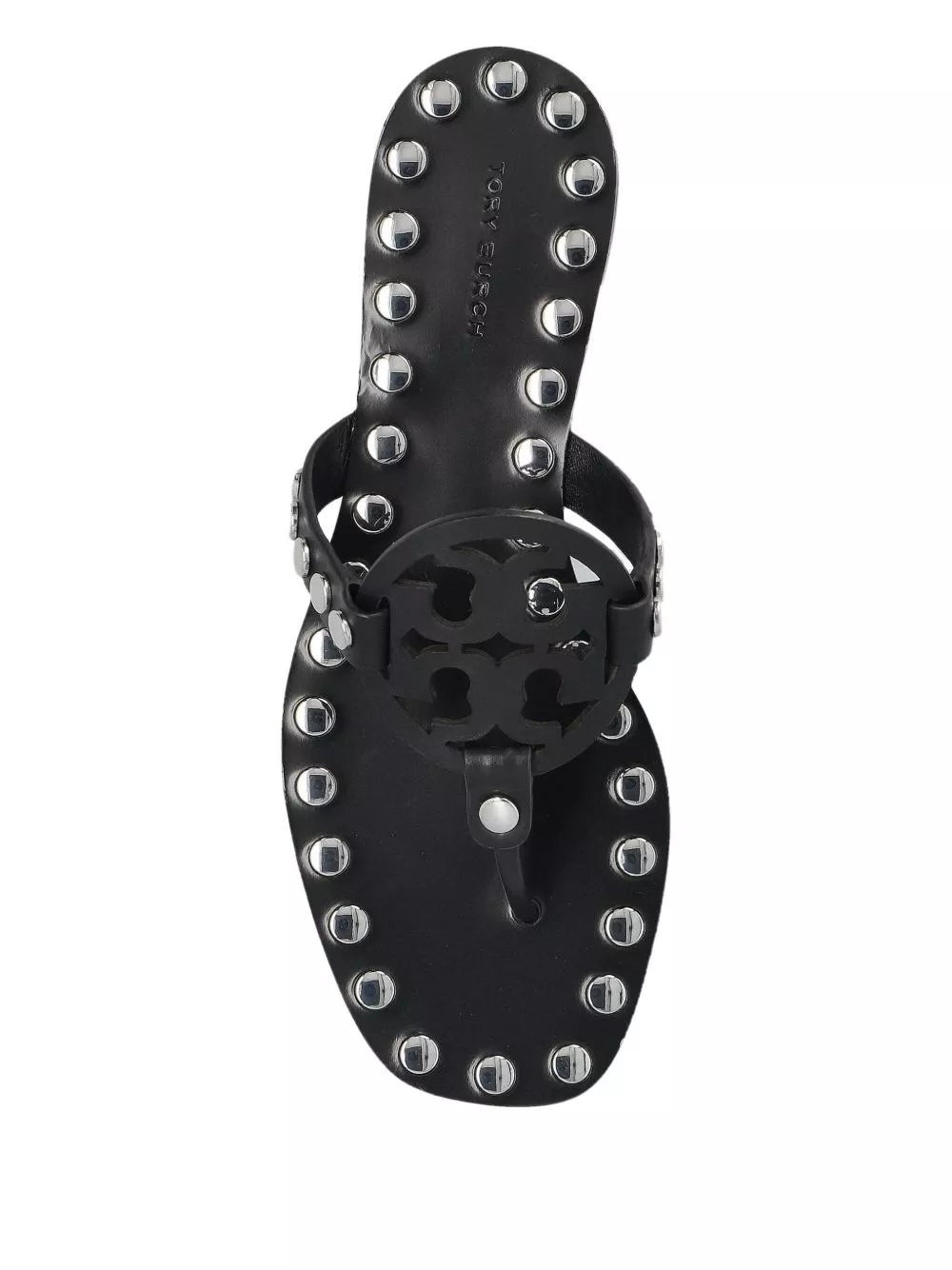 Tory Burch Sandali piatti in pelle con borchie Studded Miller, view 2