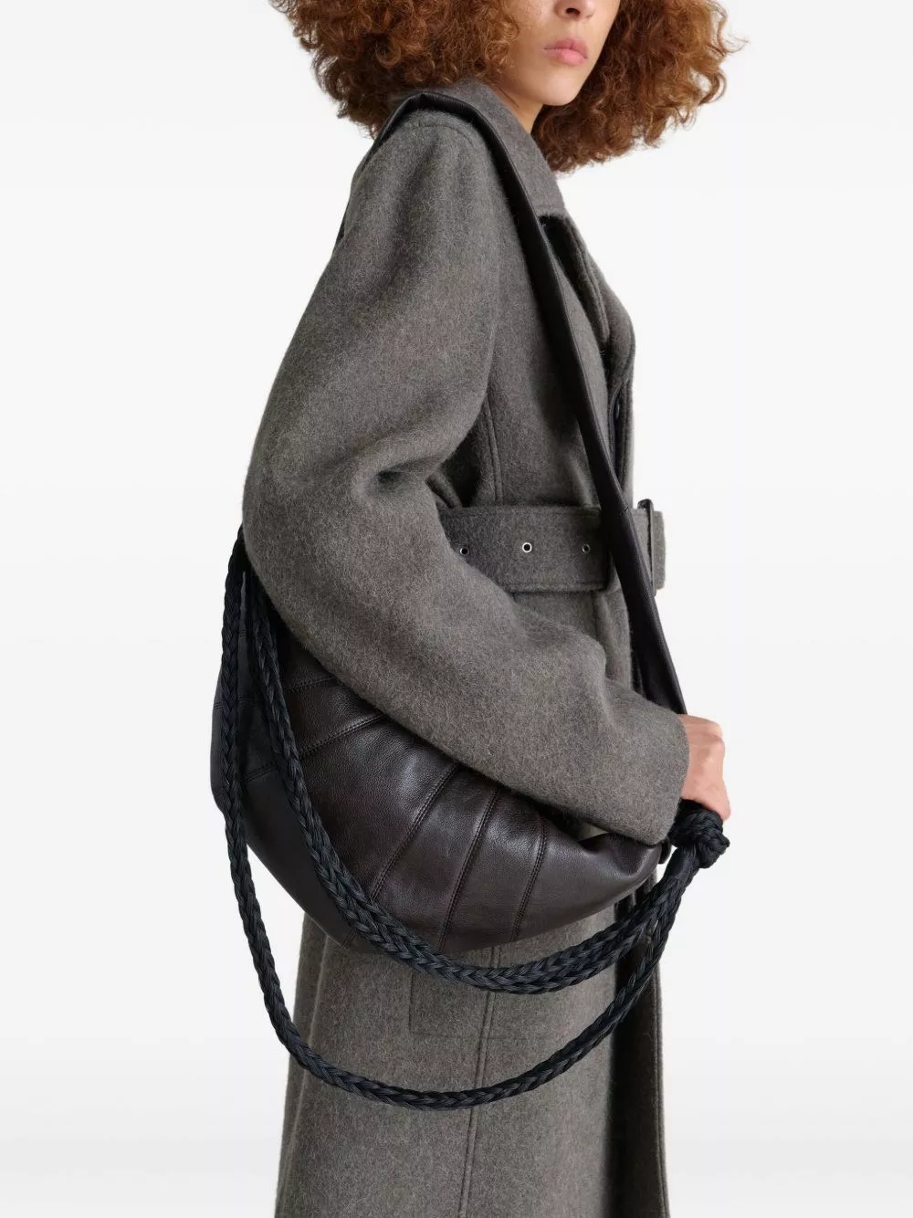 Lemaire Borsa a spalla media in pelle Braid Croissant, view 2