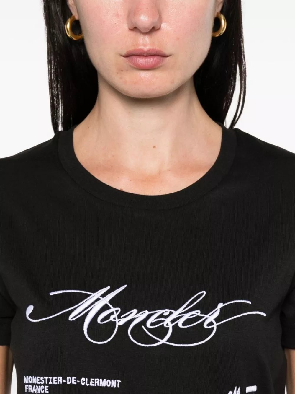 Moncler T-shirt in cotone con logo, view 2